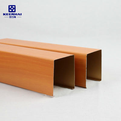 U shape Strip With Wooden Grain Pained Metal Ceiling